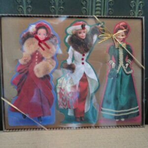 vintage Christmas Barbie standup display cards